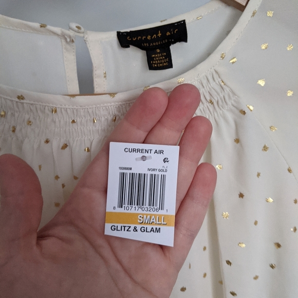 Current Air Smocked Gold Polka Dot Blouse - Picture 6 of 9